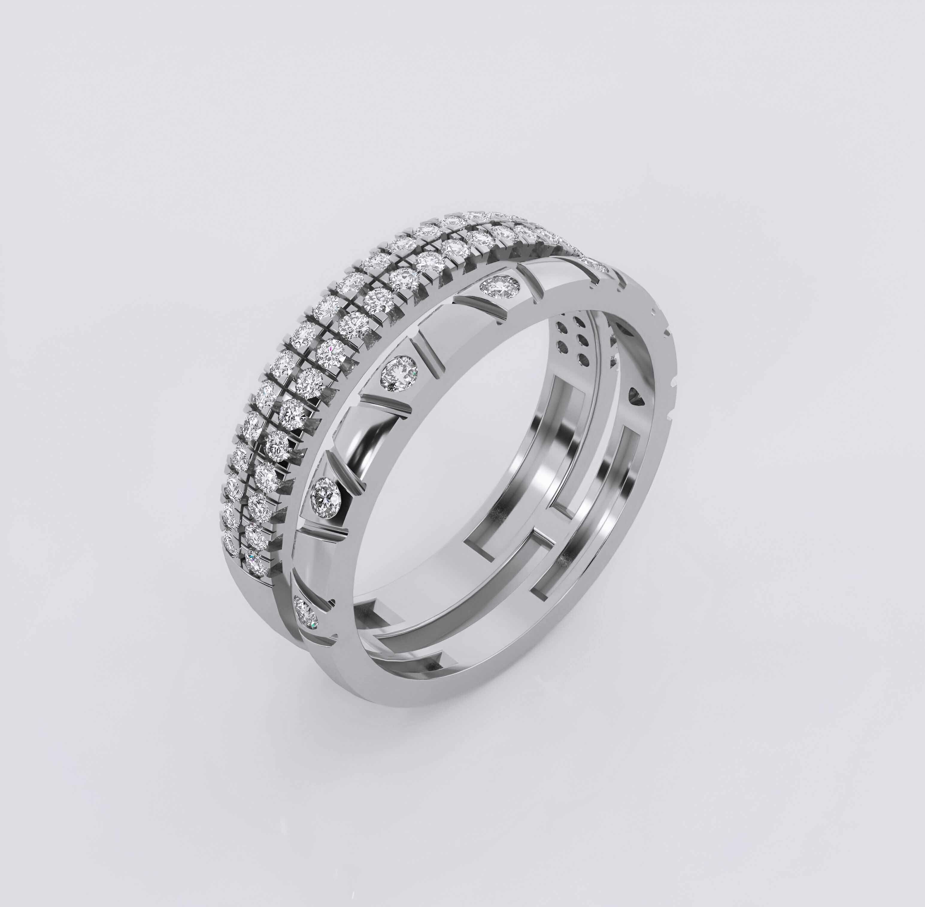 Twin Eternity Diamond Band Ring 3dm stl obj renders details 3D print model_2