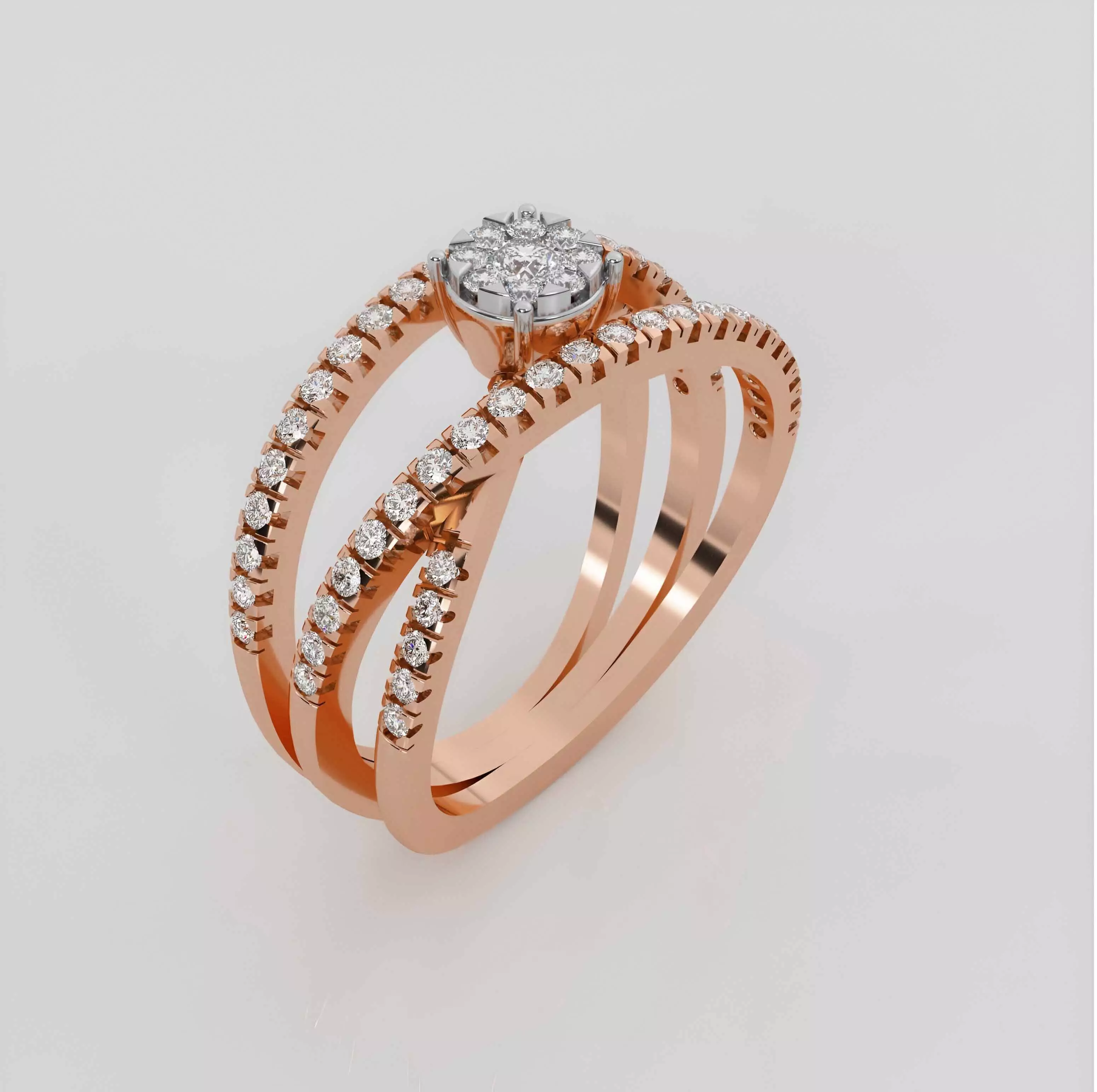 Wire Mesh Diamond Ring 3dm stl obj renders details 3D print model_0