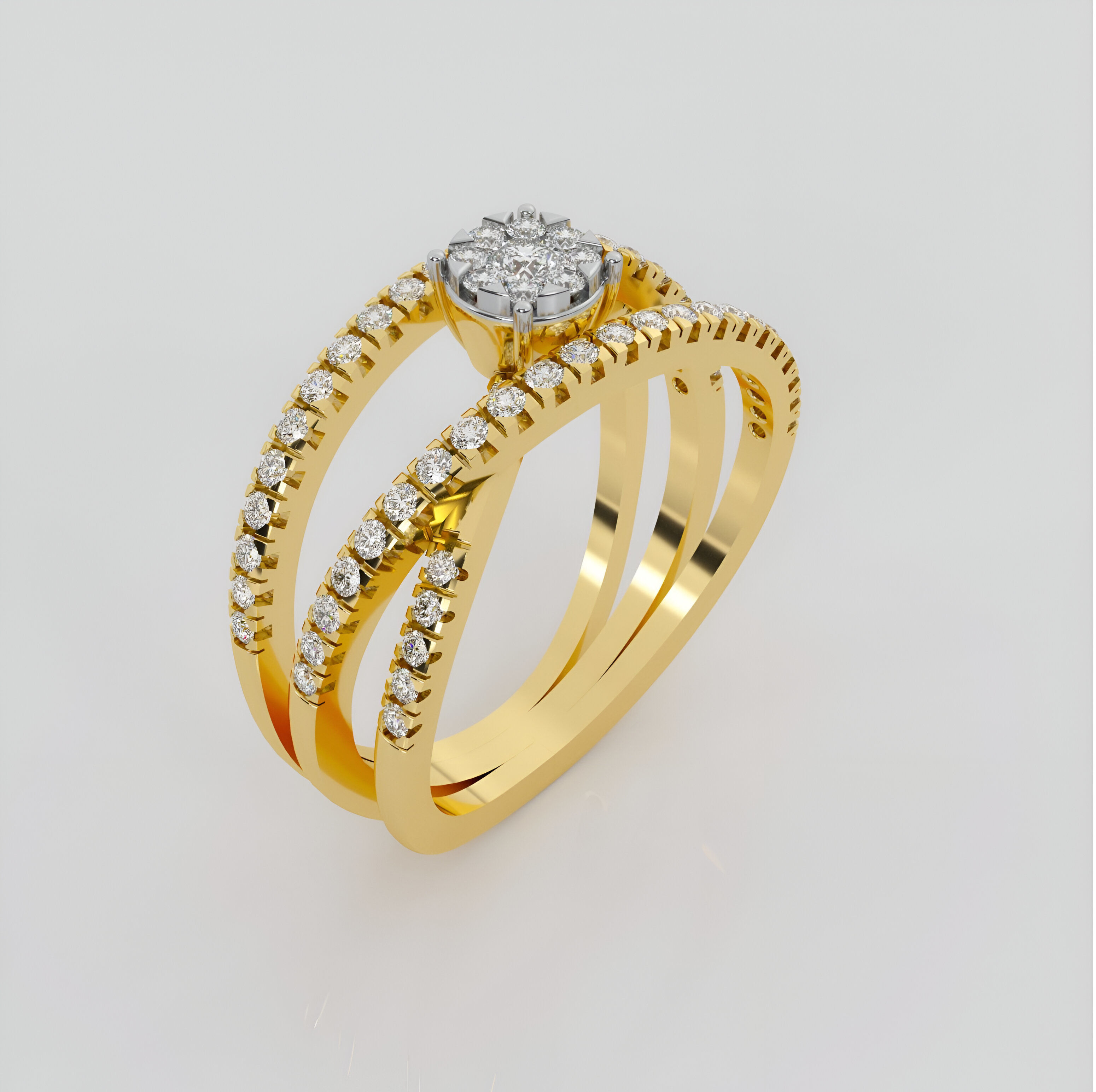 Wire Mesh Diamond Ring 3dm stl obj renders details 3D print model_1