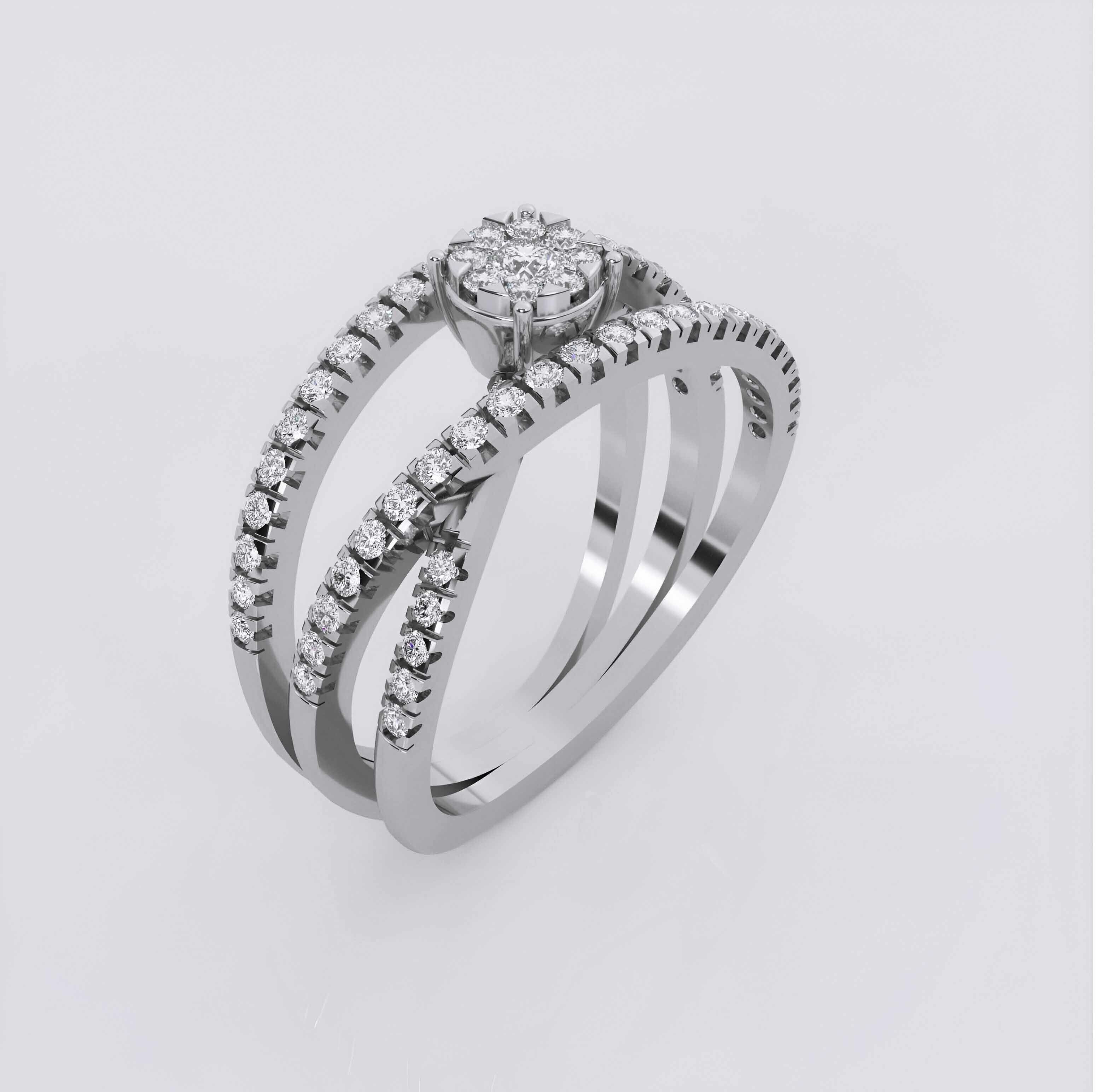 Wire Mesh Diamond Ring 3dm stl obj renders details 3D print model_2