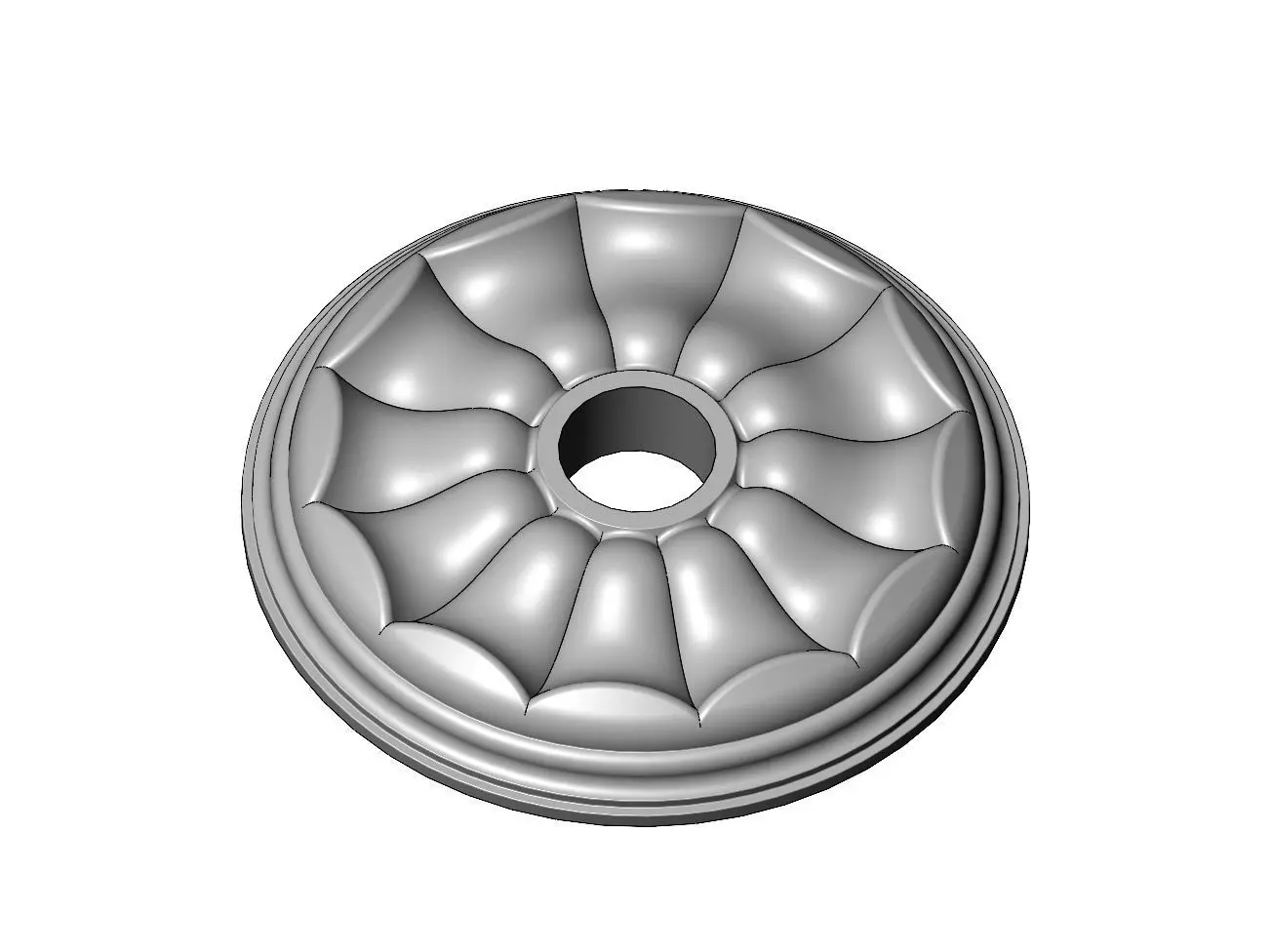 Rounded ribs curved 450mm ceiling medalion rosette relief 3D print model