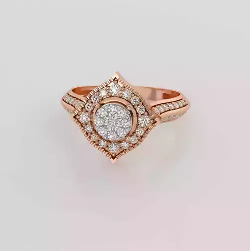 Halo Solitaire Diamond Ring 3dm stl obj renders details