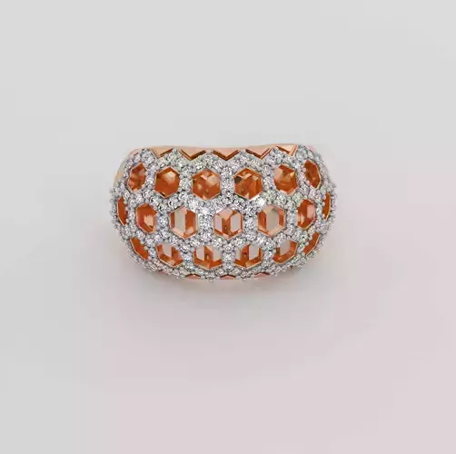 Honeycomb Diamond Ring 3dm stl obj renders details