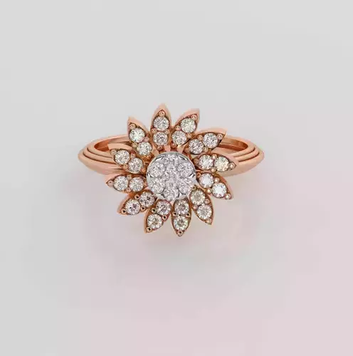 Flower Diamond Ring 3dm stl obj renders details