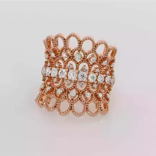 Beads Wire Mesh Diamond Ring 3dm stl obj renders details 3D print model