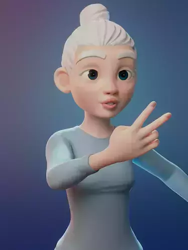 Sally Cartoon Character Rigged in Blender low-poly 3d model