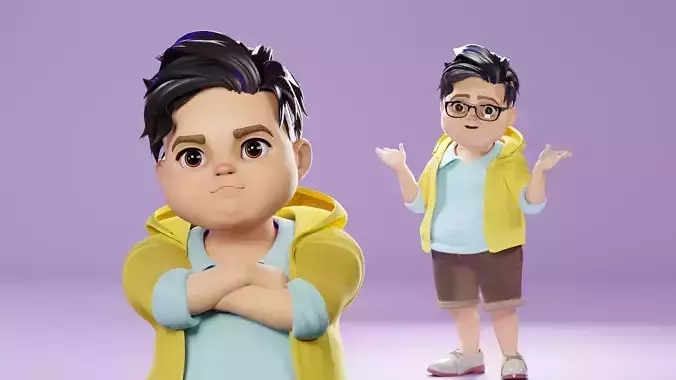 Cartoon Fat Boy Rigged 3D model