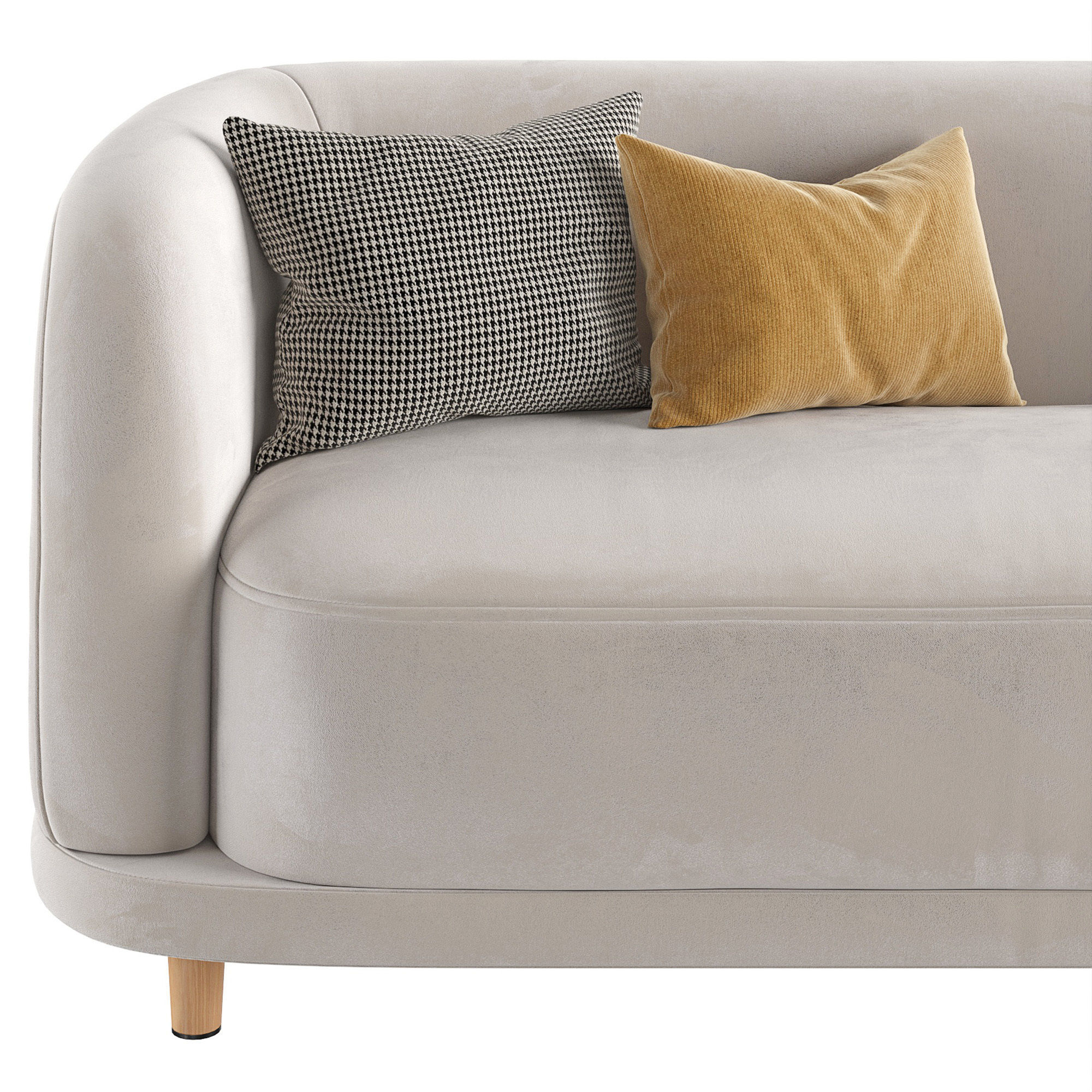 Cora Velvet Curved 3-Seater Couch Sofa by Acanva 3D model_3