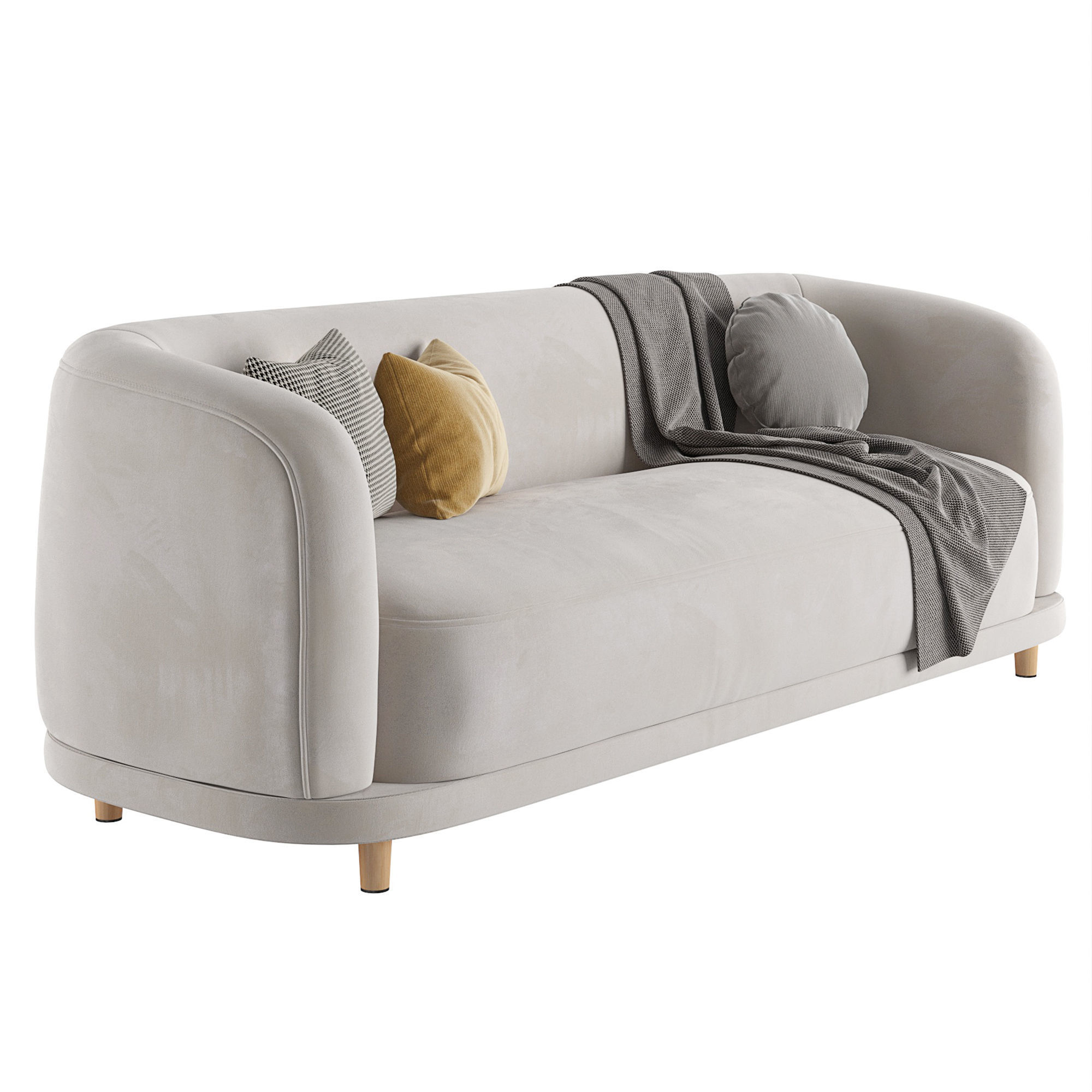 Cora Velvet Curved 3-Seater Couch Sofa by Acanva 3D model_4