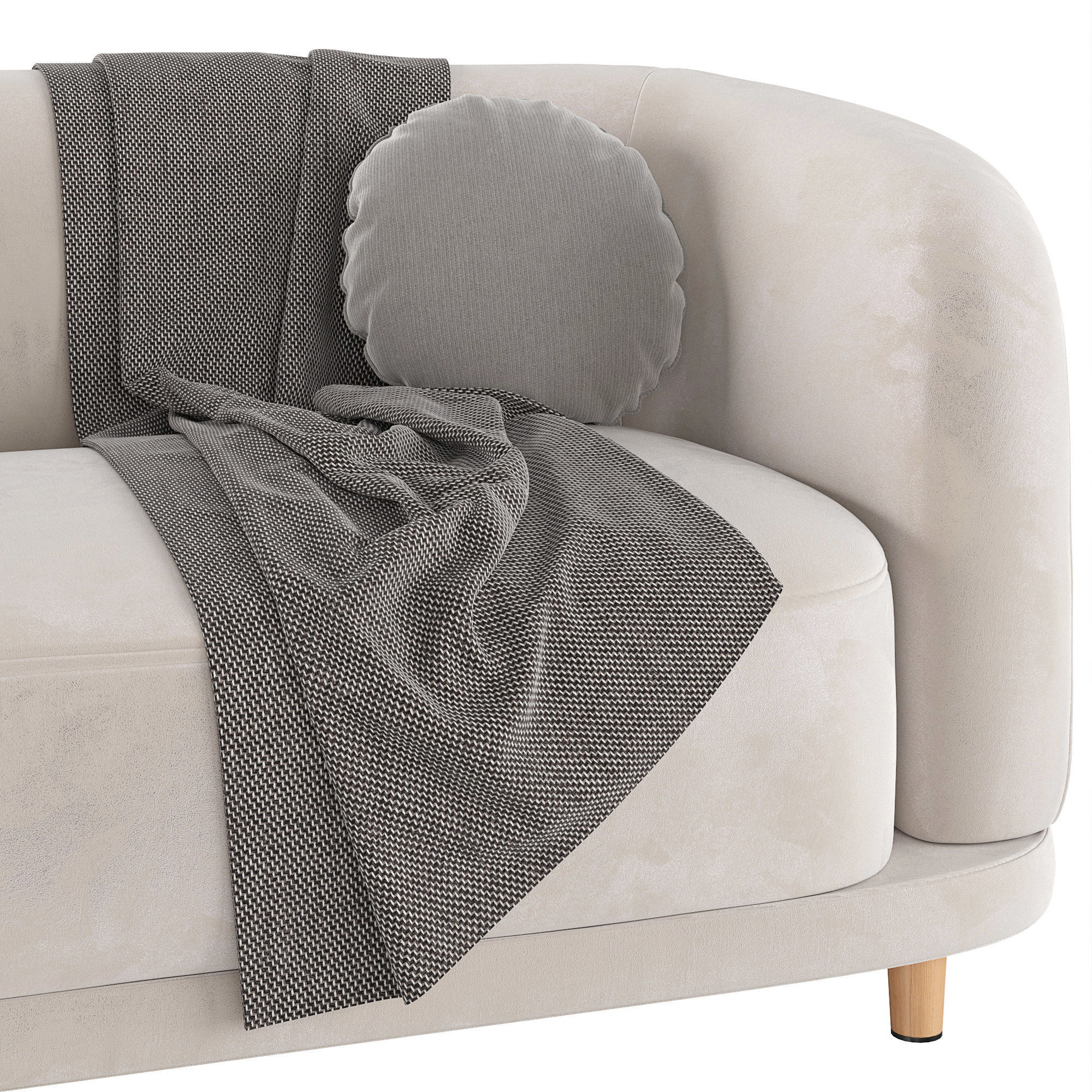 Cora Velvet Curved 3-Seater Couch Sofa by Acanva 3D model_2