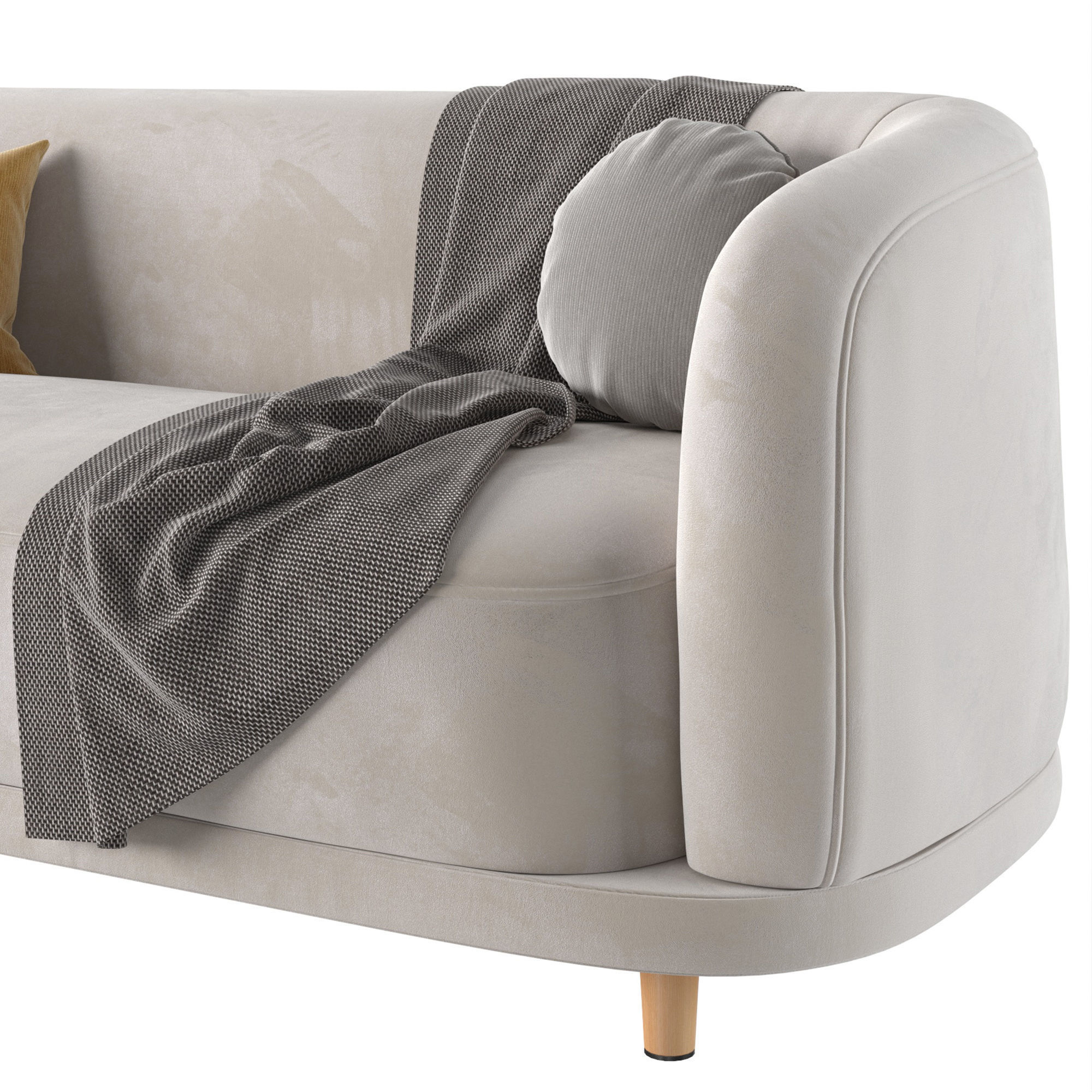 Cora Velvet Curved 3-Seater Couch Sofa by Acanva 3D model_5