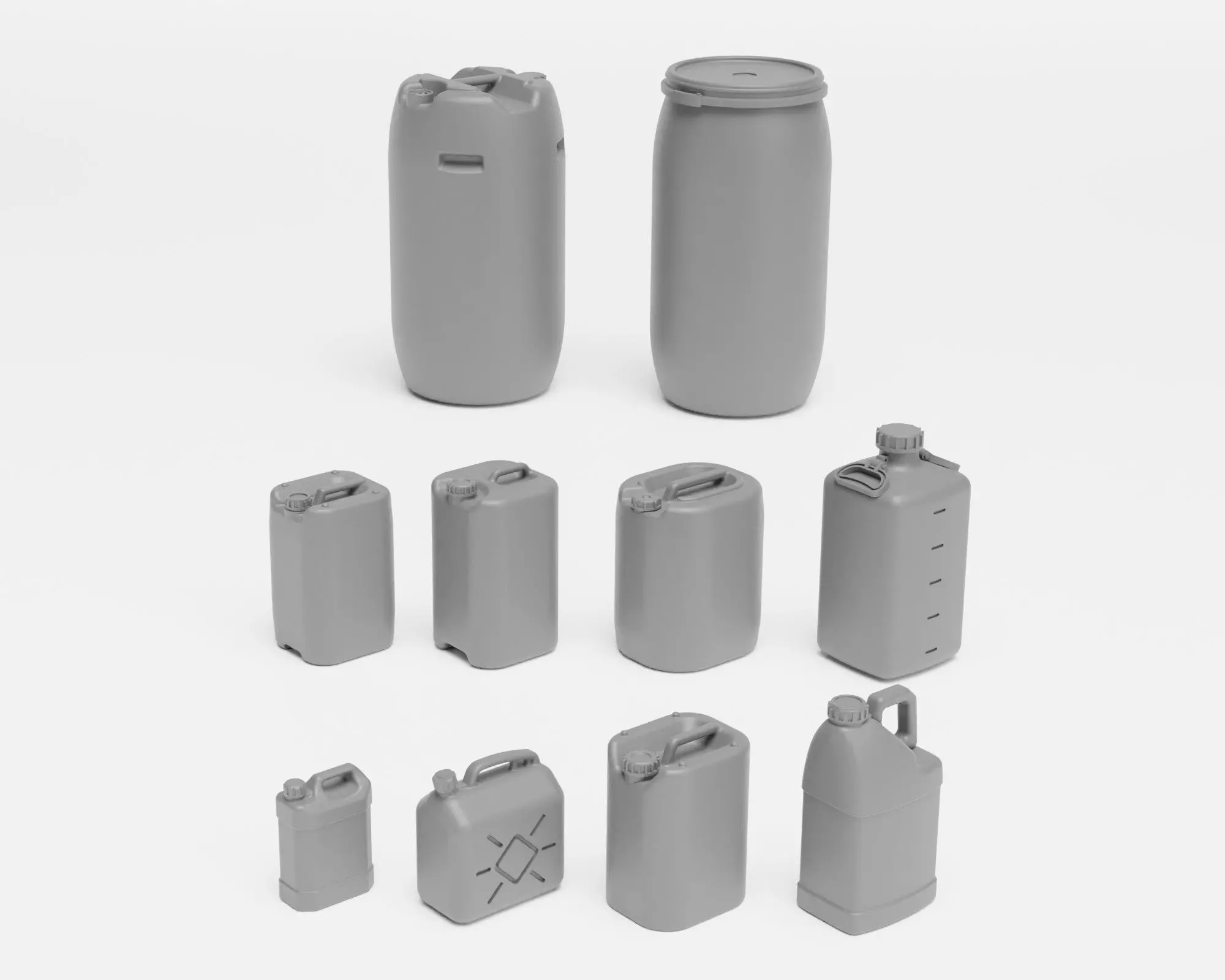 Plastic barrels and canisters in 1-35 scale - supported 3D print model_0