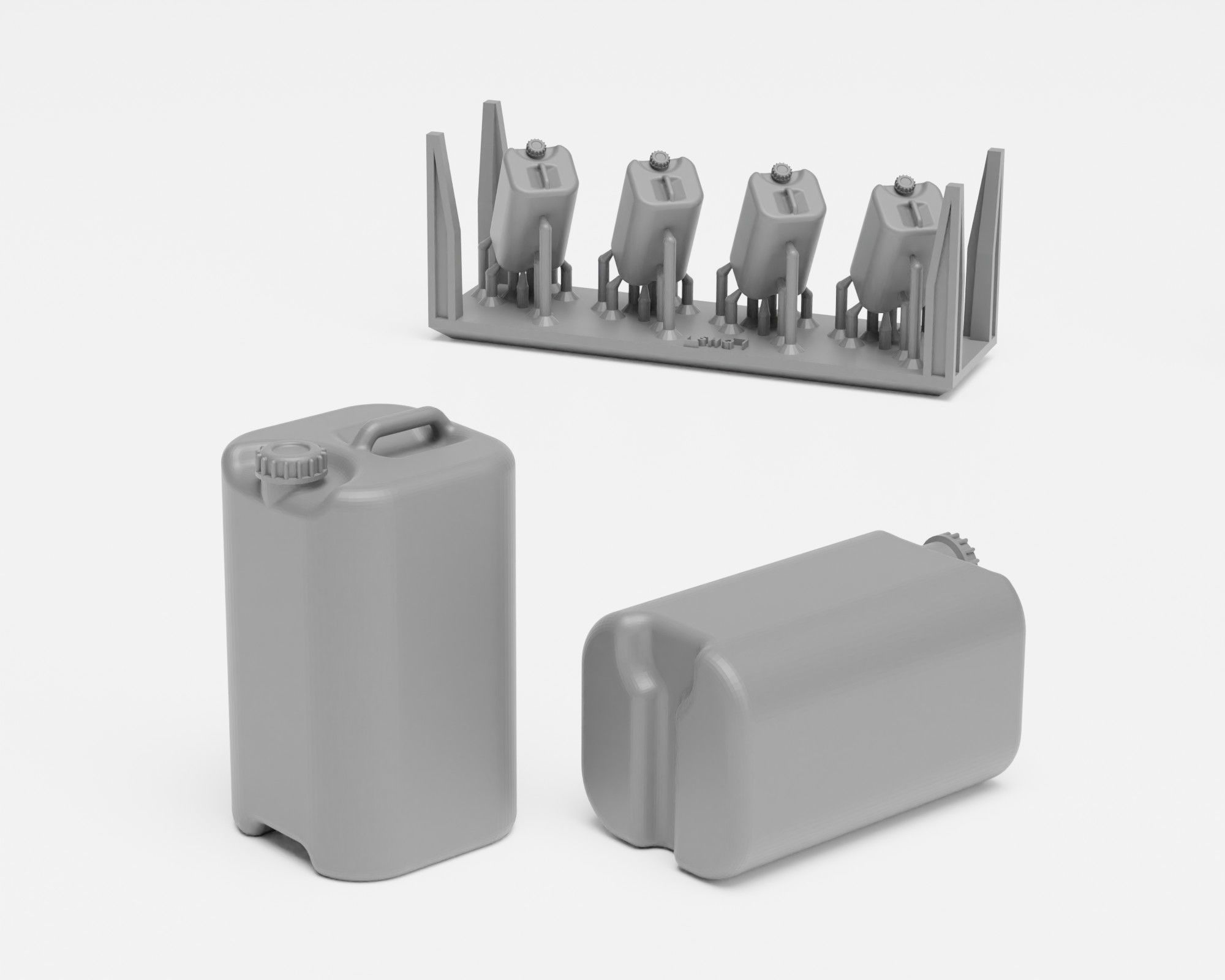 Plastic barrels and canisters in 1-35 scale - supported 3D print model_5