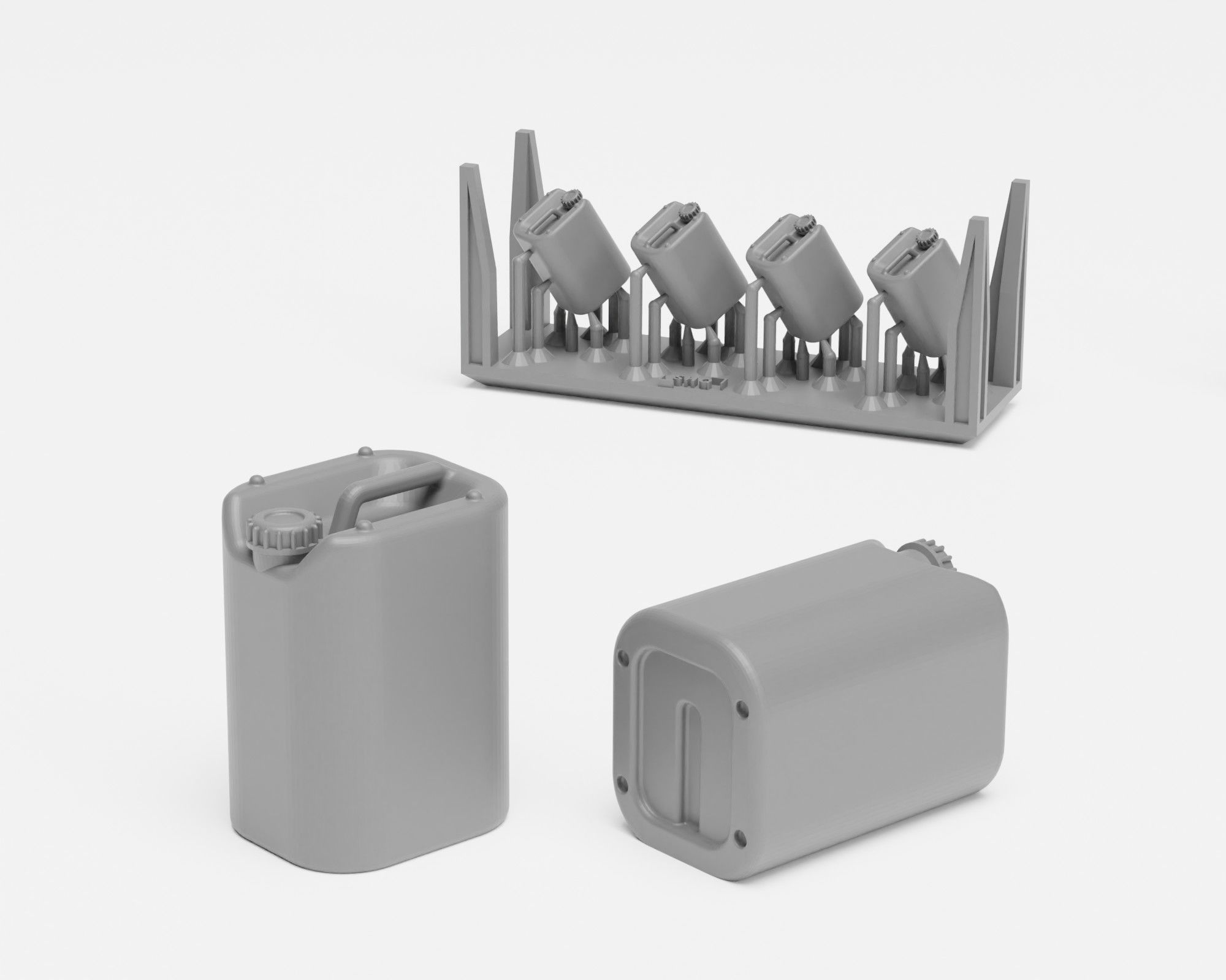 Plastic barrels and canisters in 1-35 scale - supported 3D print model_2
