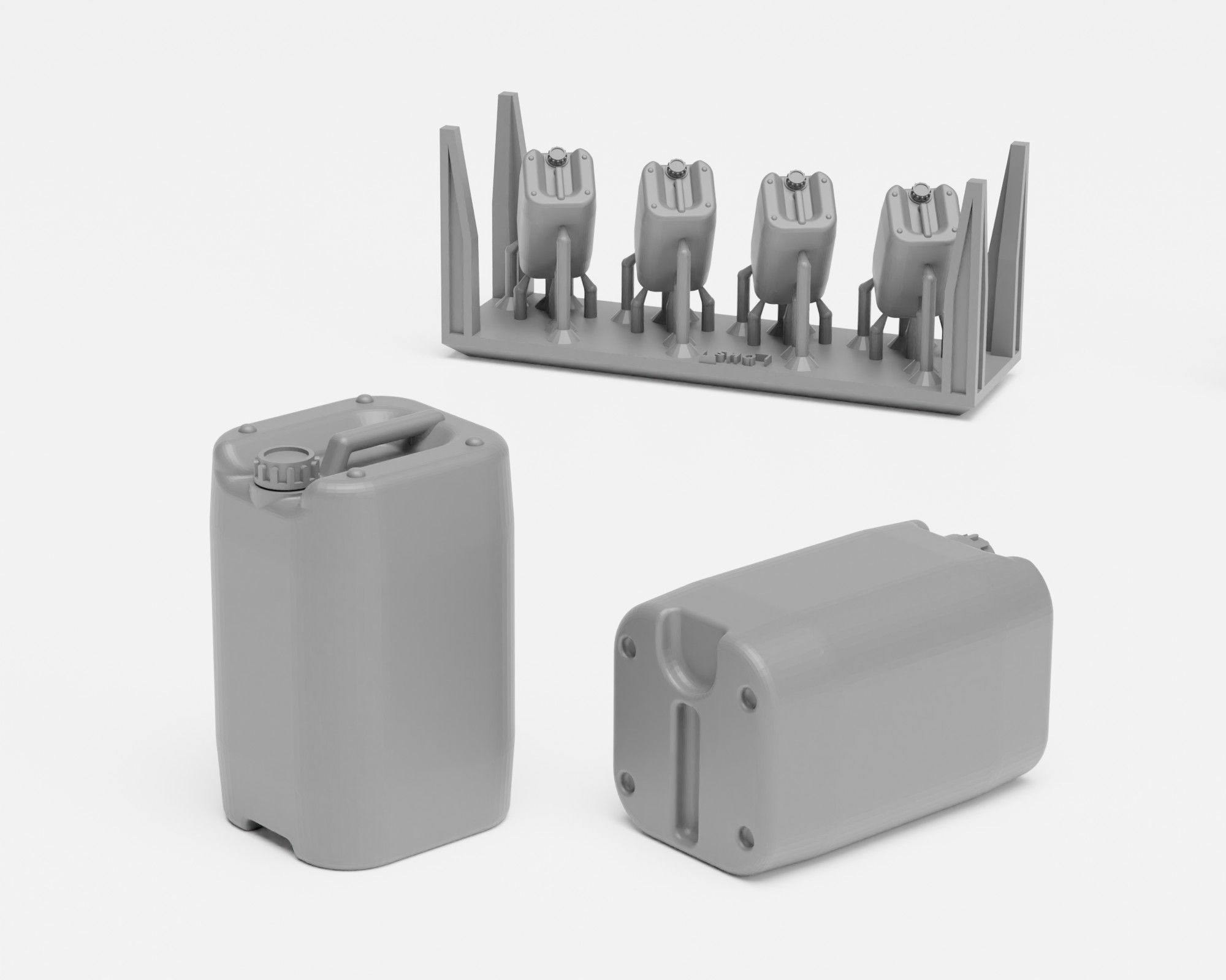 Plastic barrels and canisters in 1-35 scale - supported 3D print model_3
