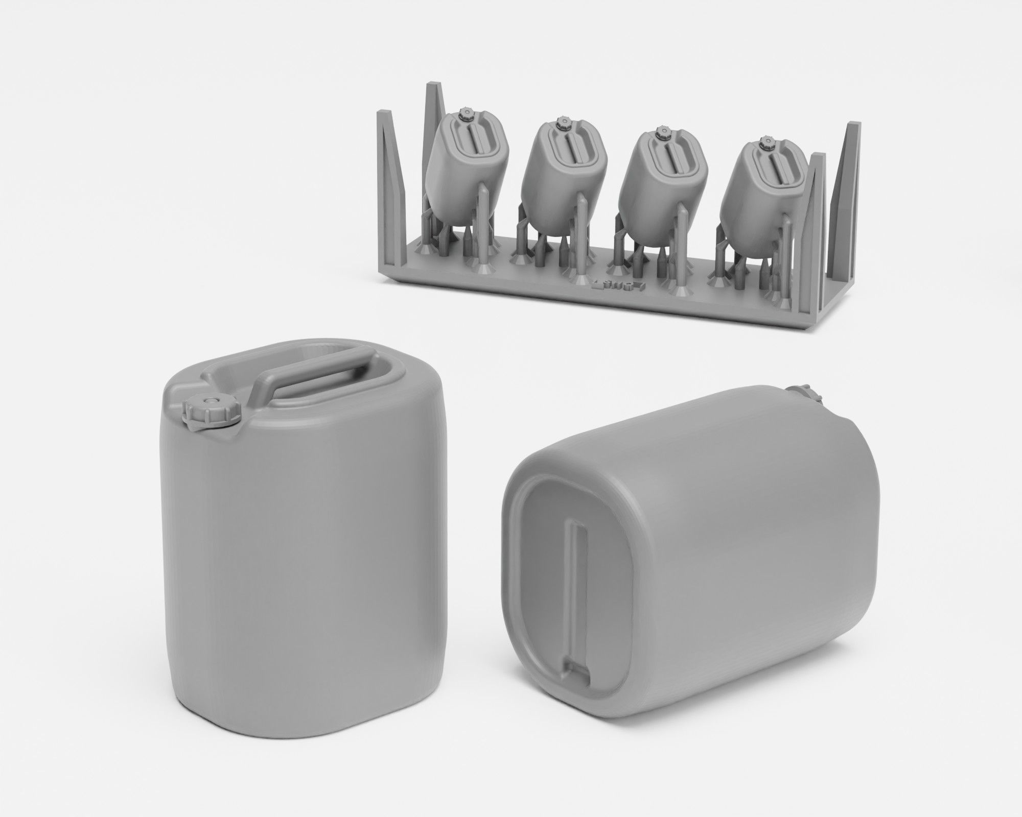 Plastic barrels and canisters in 1-35 scale - supported 3D print model_6