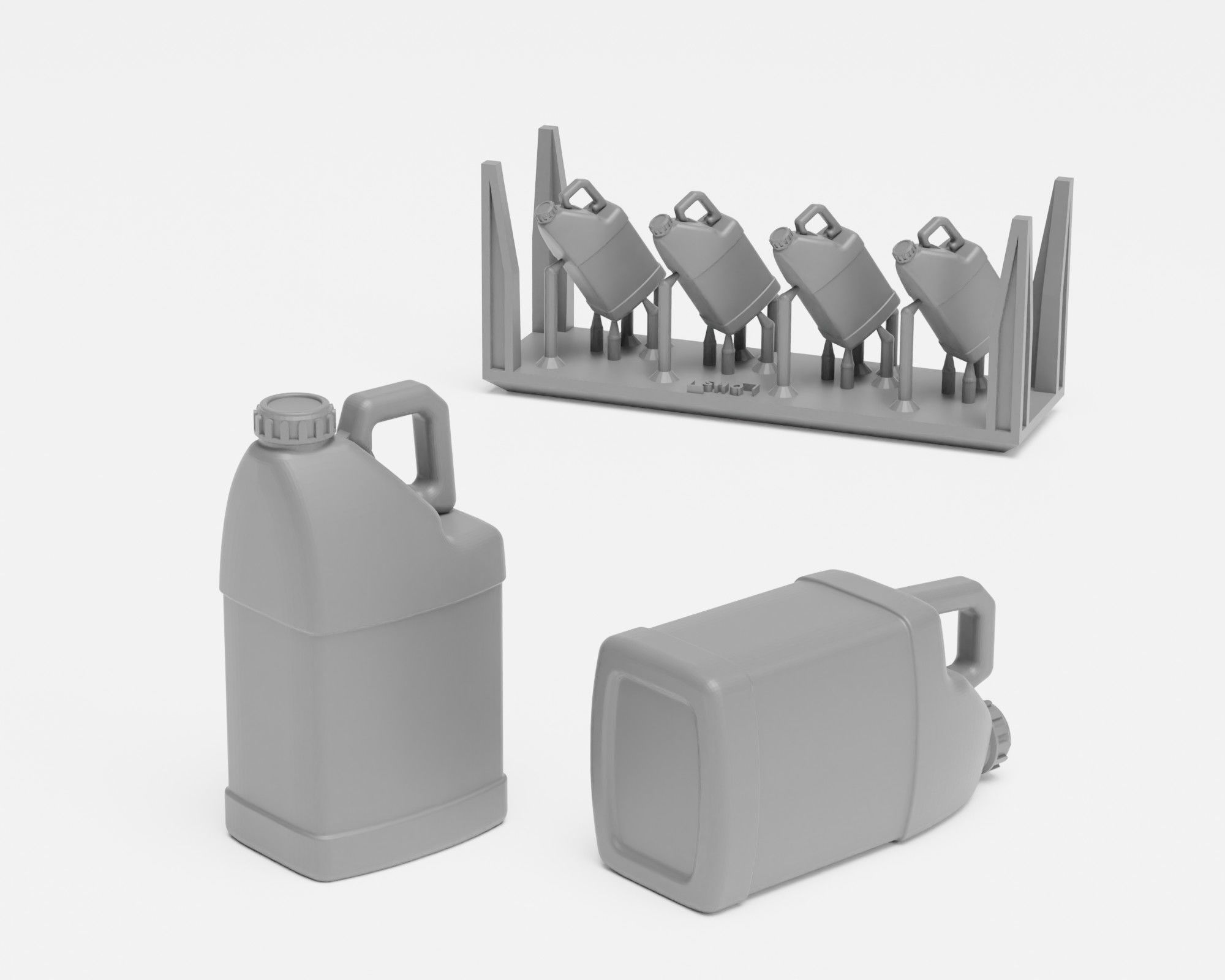 Plastic barrels and canisters in 1-35 scale - supported 3D print model_1