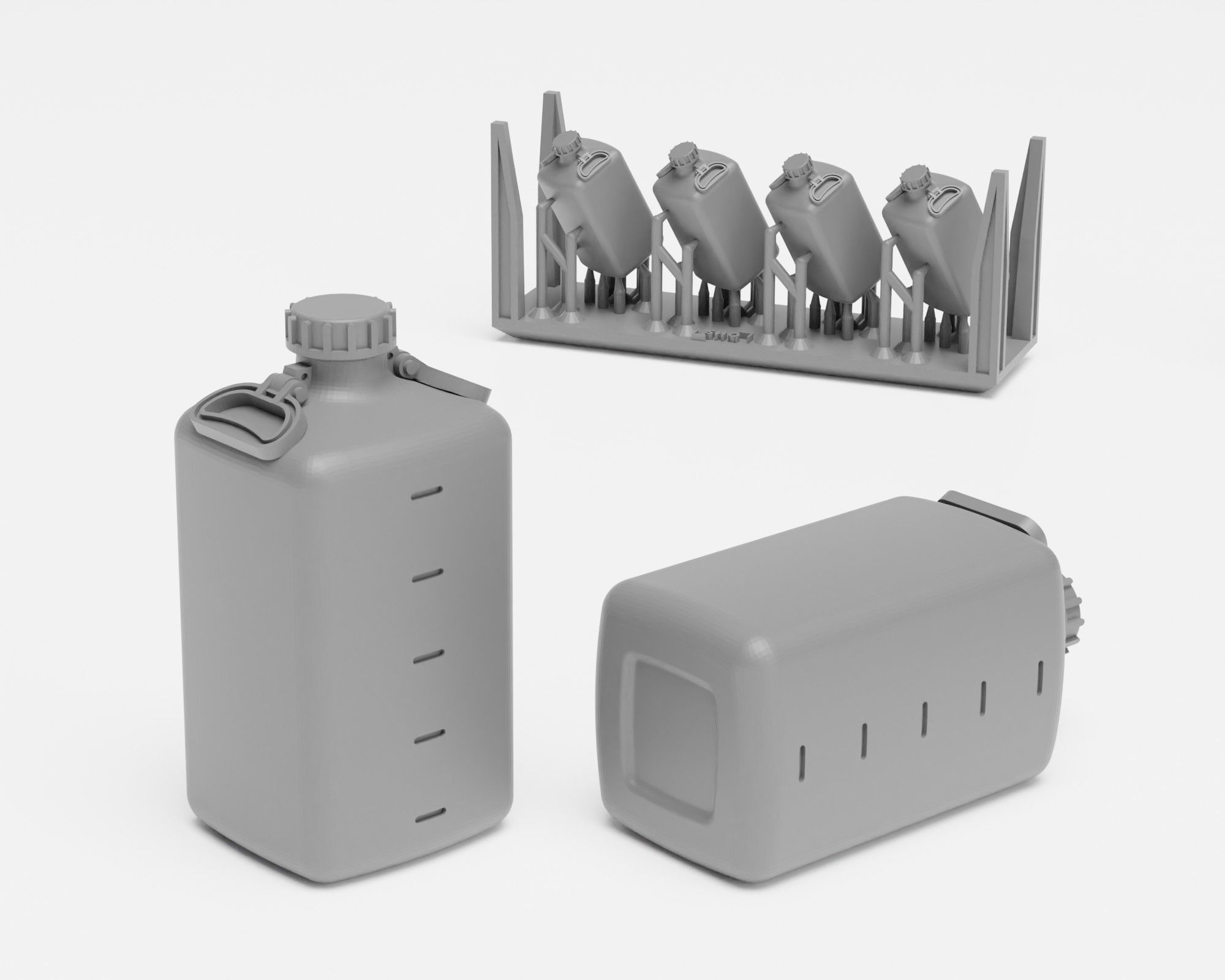 Plastic barrels and canisters in 1-35 scale - supported 3D print model_4