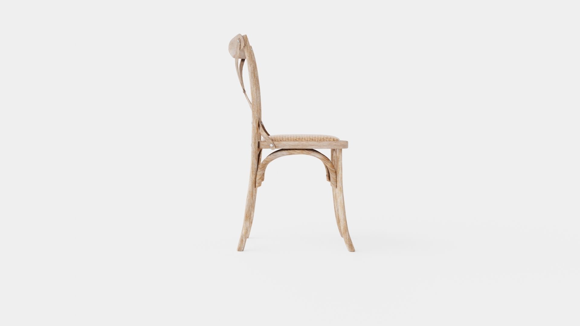 Cross dining chair drifted oak Low-poly 3D model_2