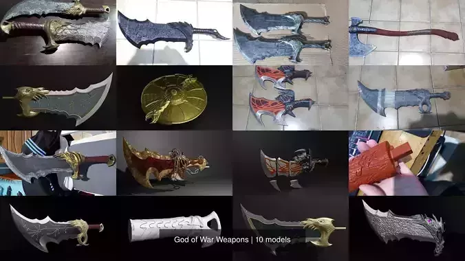 God of War Weapons 3D Model Collection