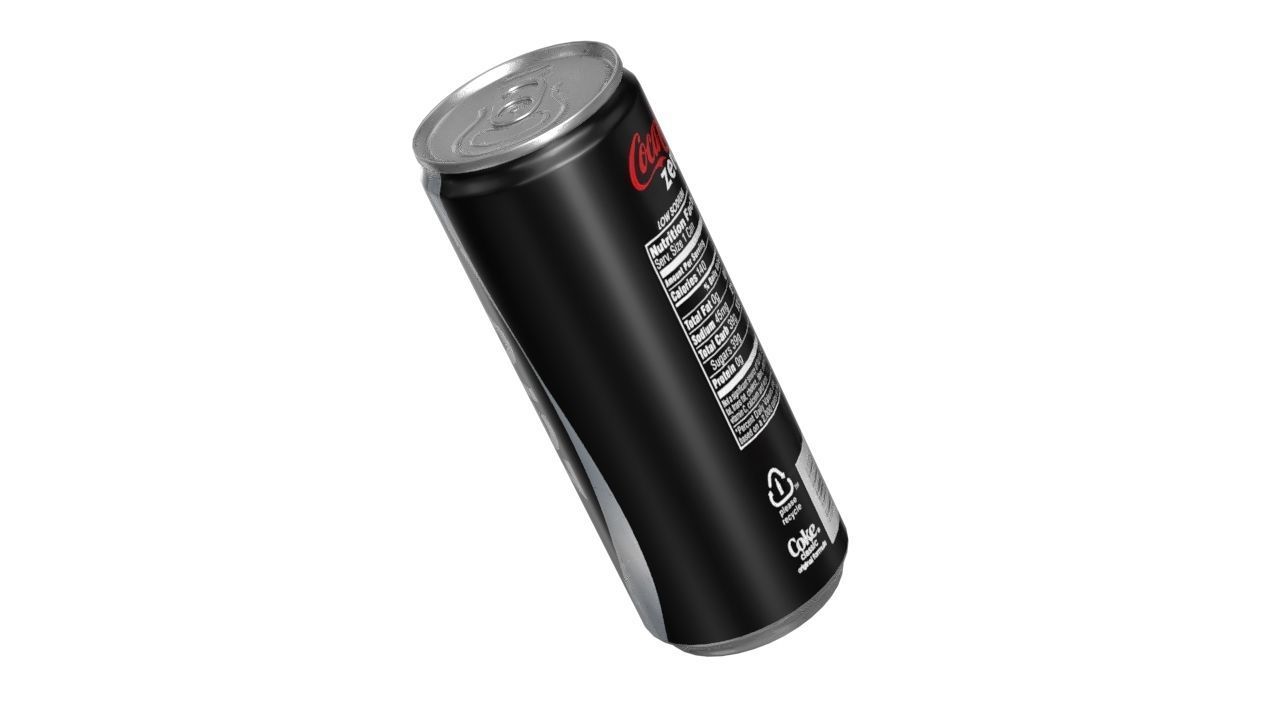 Coca Cola Zero Drink Can Slim 250ml 02 Low-poly 3D model_13