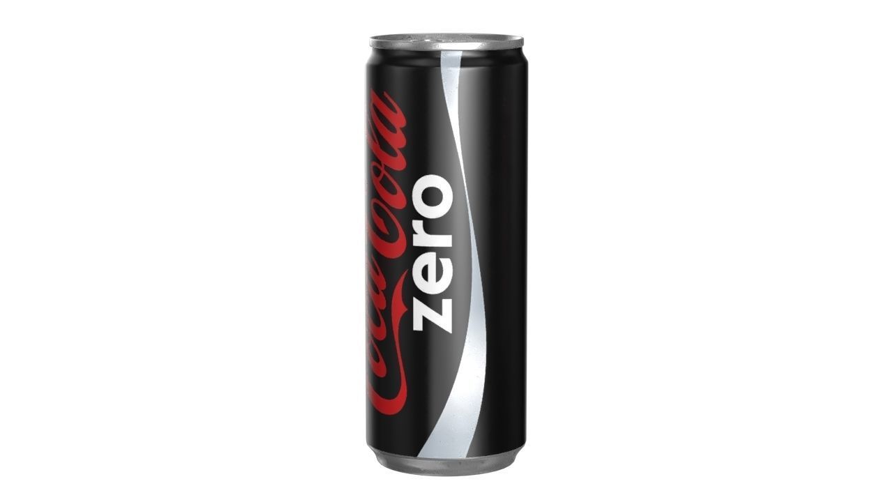 Coca Cola Zero Drink Can Slim 250ml 02 Low-poly 3D model_6