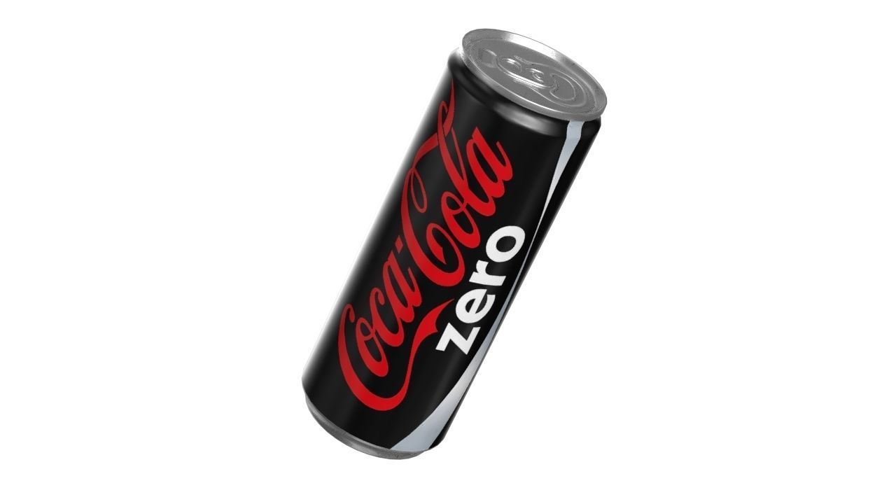 Coca Cola Zero Drink Can Slim 250ml 02 Low-poly 3D model_8