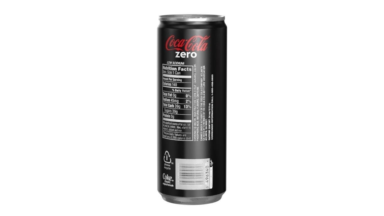 Coca Cola Zero Drink Can Slim 250ml 02 Low-poly 3D model_3