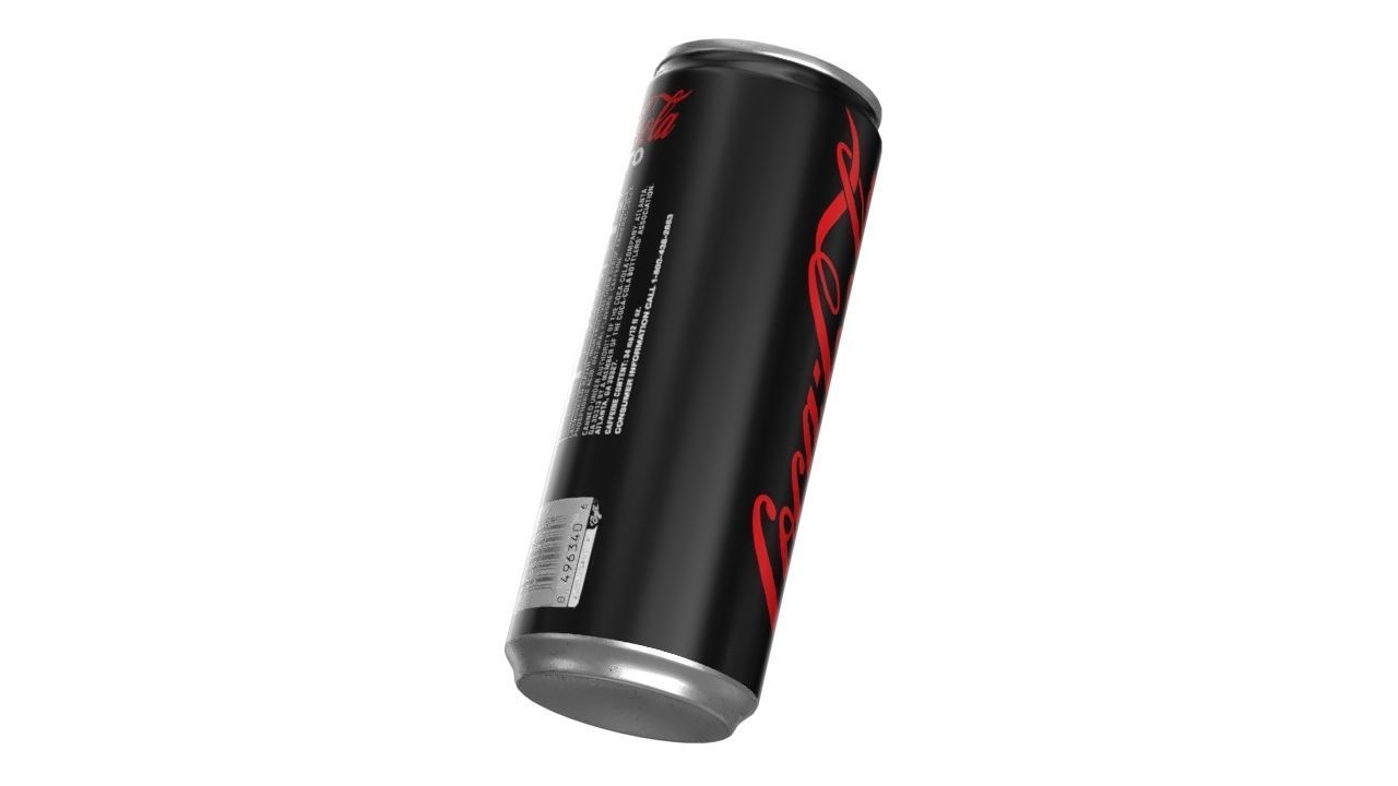 Coca Cola Zero Drink Can Slim 250ml 02 Low-poly 3D model_10