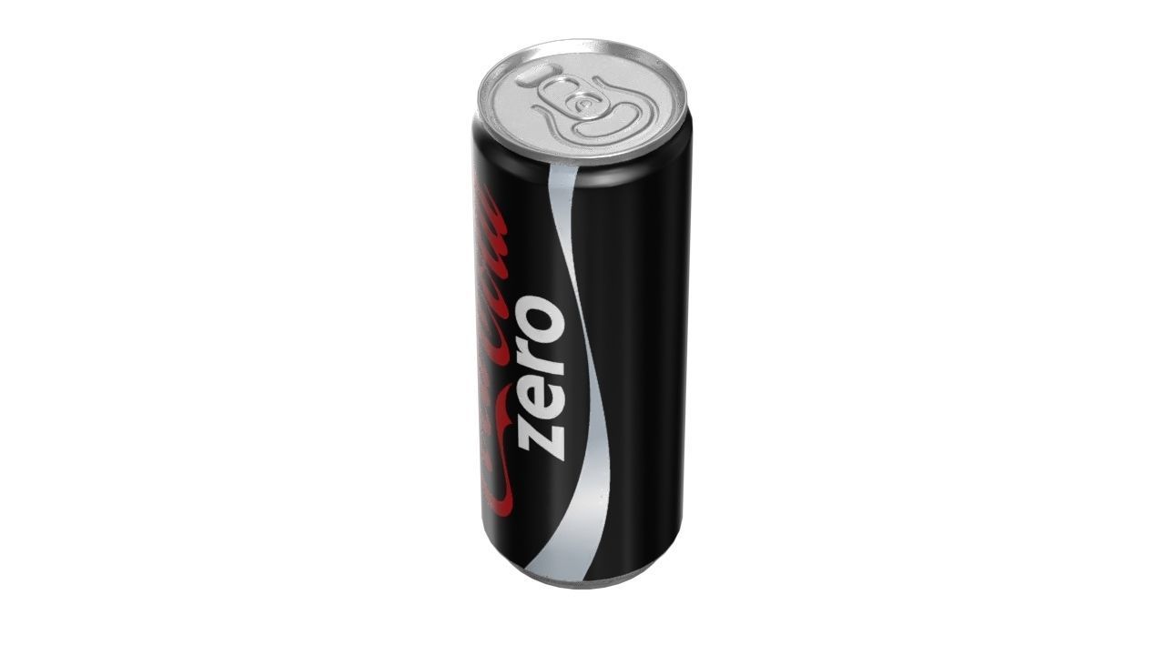 Coca Cola Zero Drink Can Slim 250ml 02 Low-poly 3D model_7