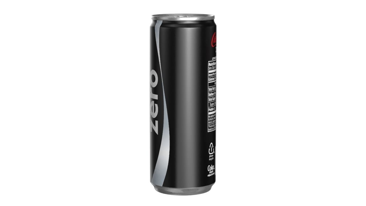 Coca Cola Zero Drink Can Slim 250ml 02 Low-poly 3D model_5