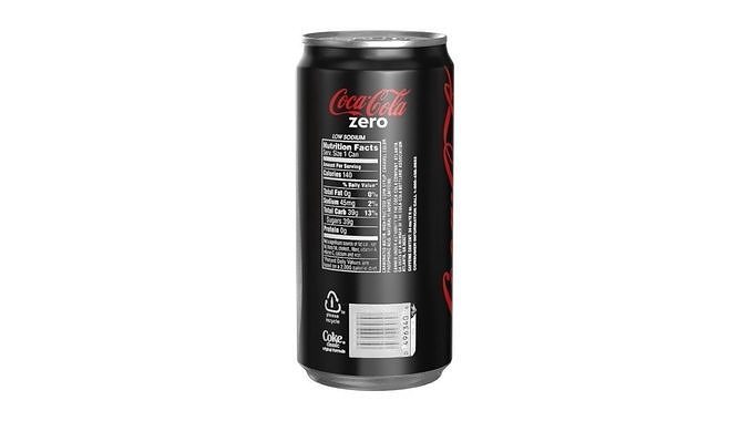 Coca Cola Zero Drink Can Sleek 250ml 04 Low-poly 3D model 3