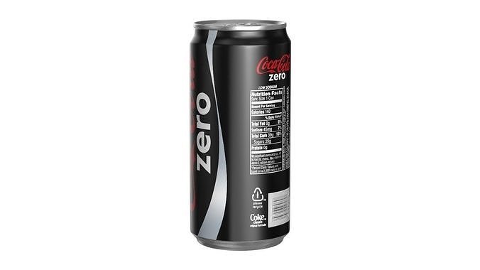 Coca Cola Zero Drink Can Sleek 250ml 04 Low-poly 3D model 4