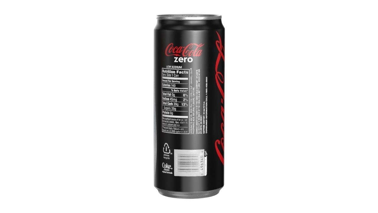 Coca Cola Zero Drink Can Sleek 310ml 06 Low-poly 3D model_2