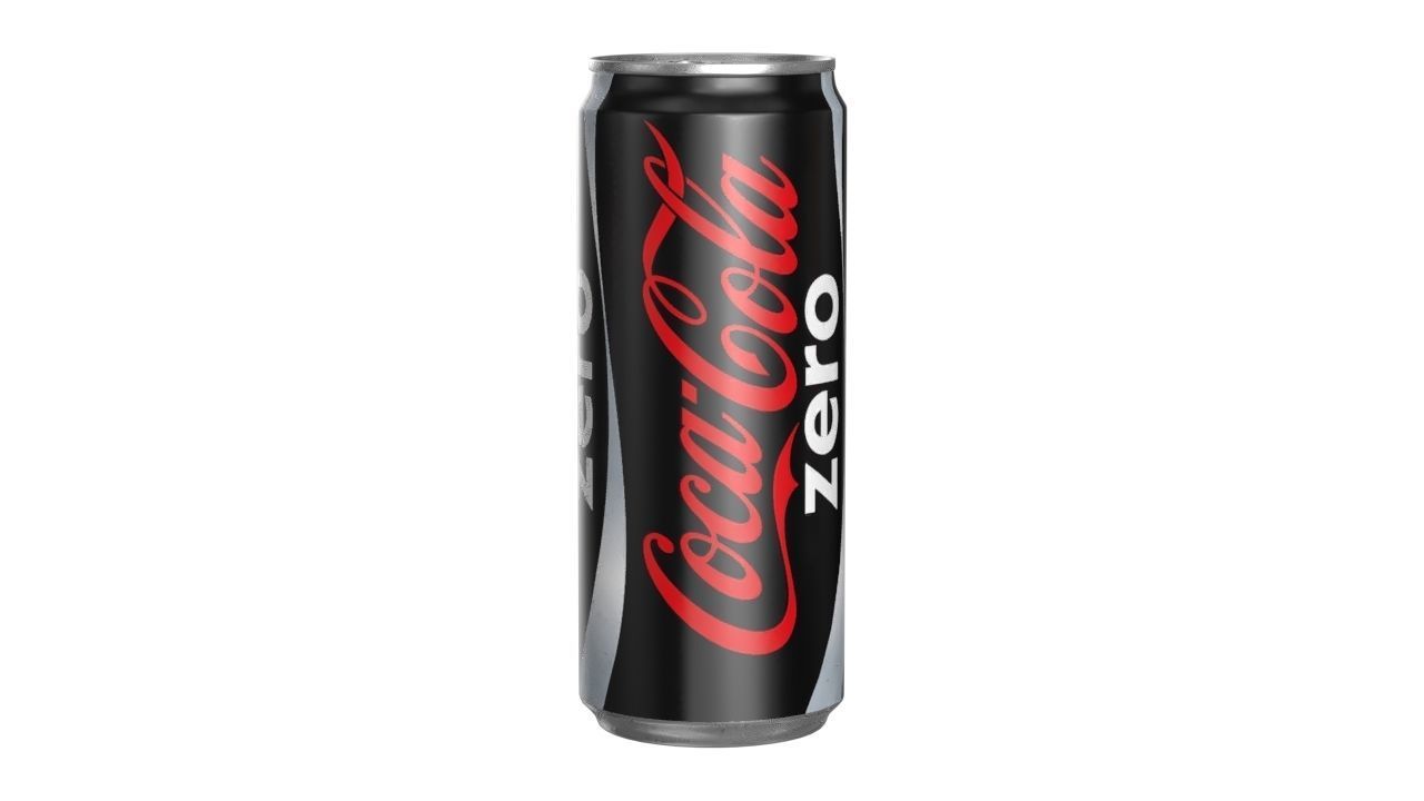 Coca Cola Zero Drink Can Sleek 310ml 06 Low-poly 3D model_5