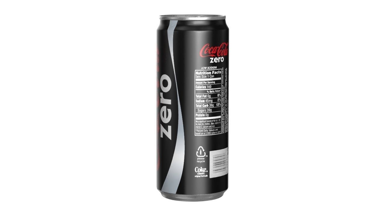 Coca Cola Zero Drink Can Sleek 310ml 06 Low-poly 3D model_3