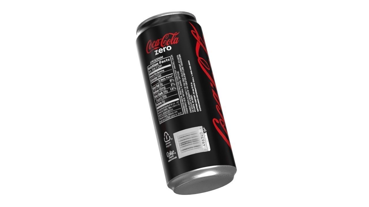 Coca Cola Zero Drink Can Sleek 310ml 06 Low-poly 3D model_11