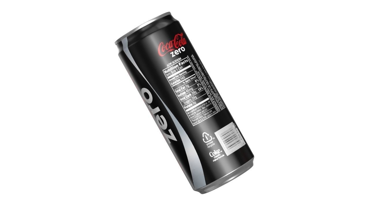 Coca Cola Zero Drink Can Sleek 310ml 06 Low-poly 3D model_12