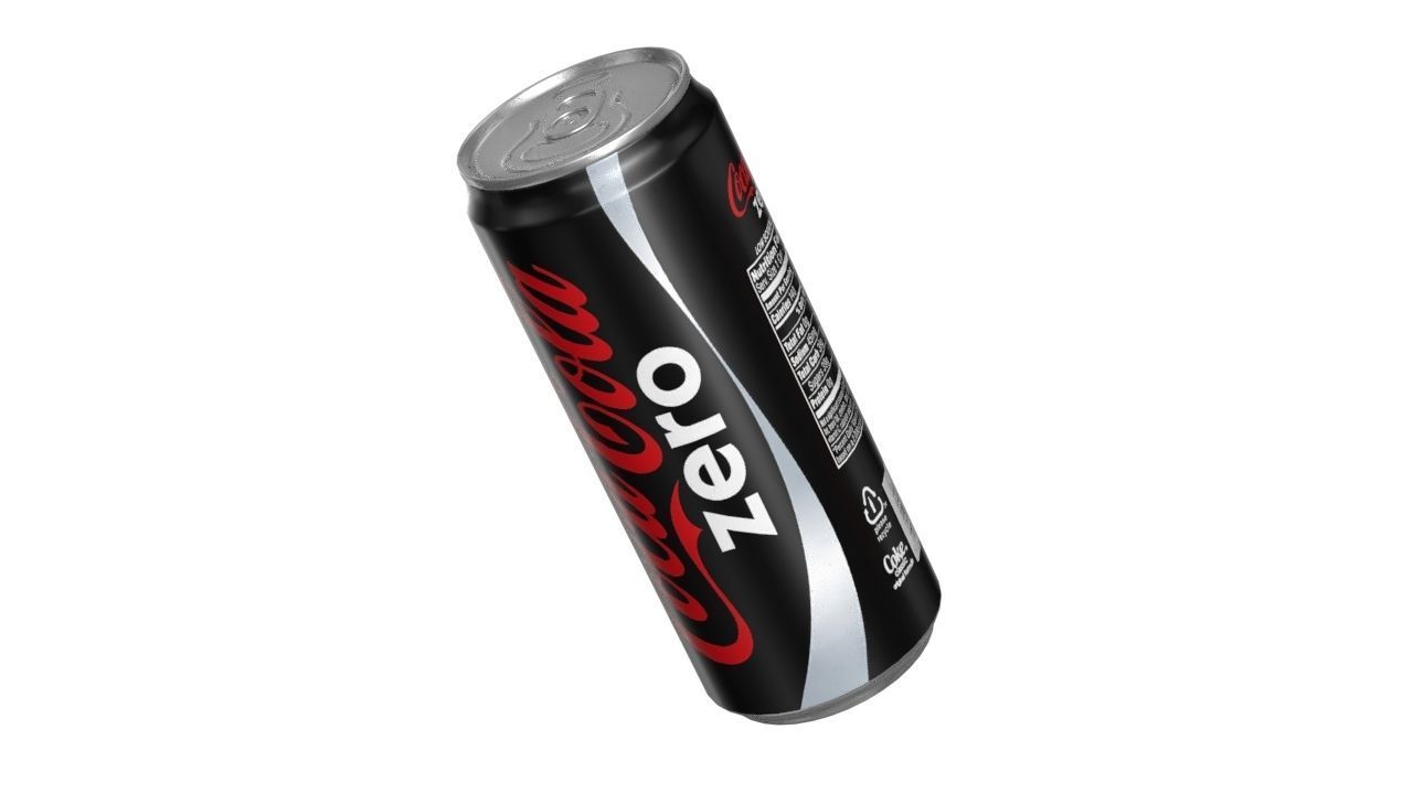Coca Cola Zero Drink Can Sleek 310ml 06 Low-poly 3D model_13