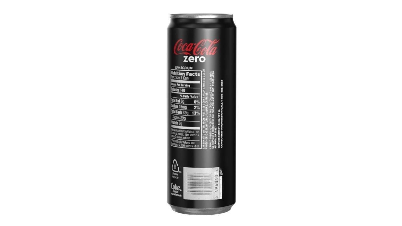 Coca Cola Zero Drink Can Sleek 355ml 08 Low-poly 3D model_3