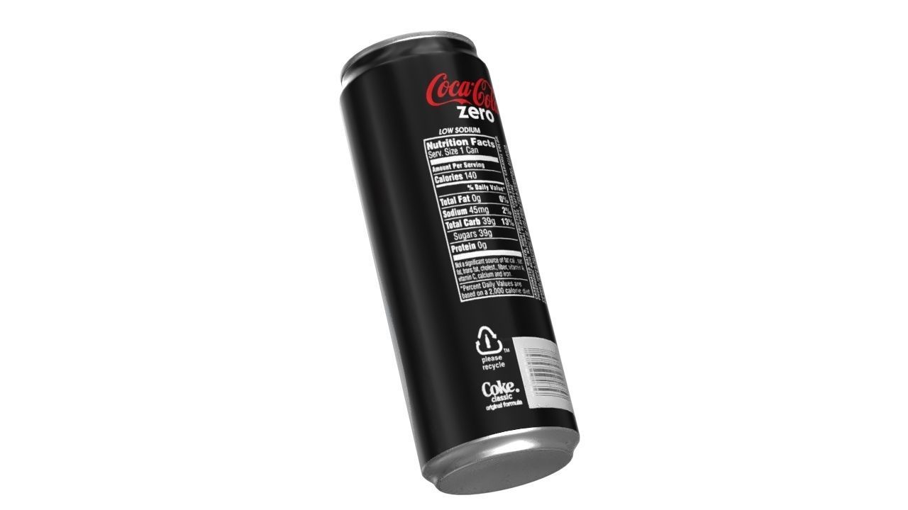 Coca Cola Zero Drink Can Sleek 355ml 08 Low-poly 3D model_11