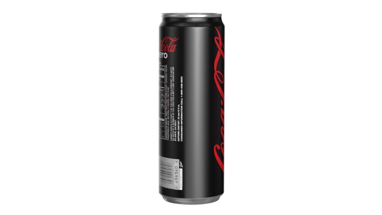 Coca Cola Zero Drink Can Sleek 355ml 08 Low-poly 3D model_2