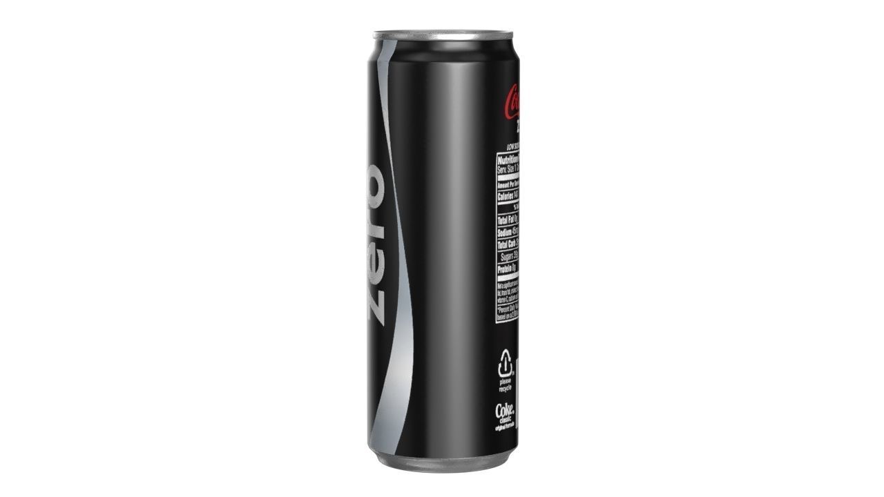 Coca Cola Zero Drink Can Sleek 355ml 08 Low-poly 3D model_5