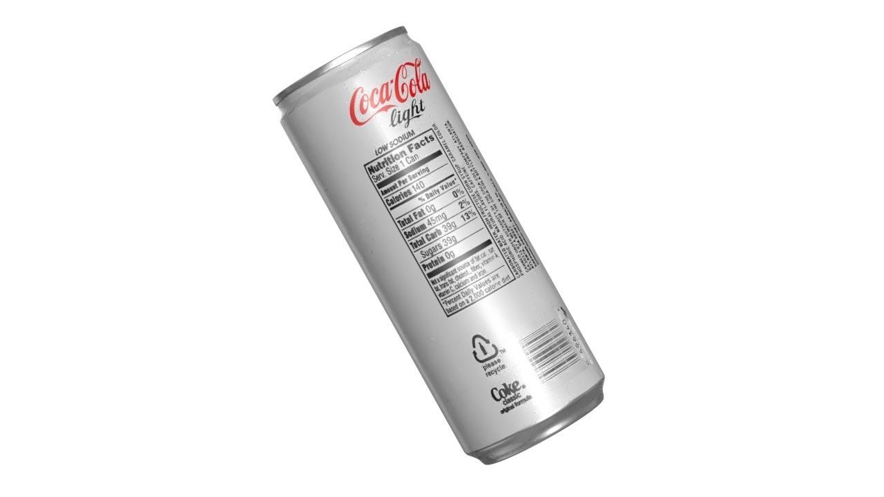 Coca Cola Light Drink Can Slim 250ml 02 Low-poly 3D model_12