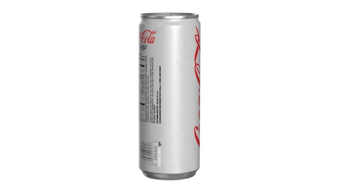 Coca Cola Light Drink Can Slim 250ml 02 Low-poly 3D model_2