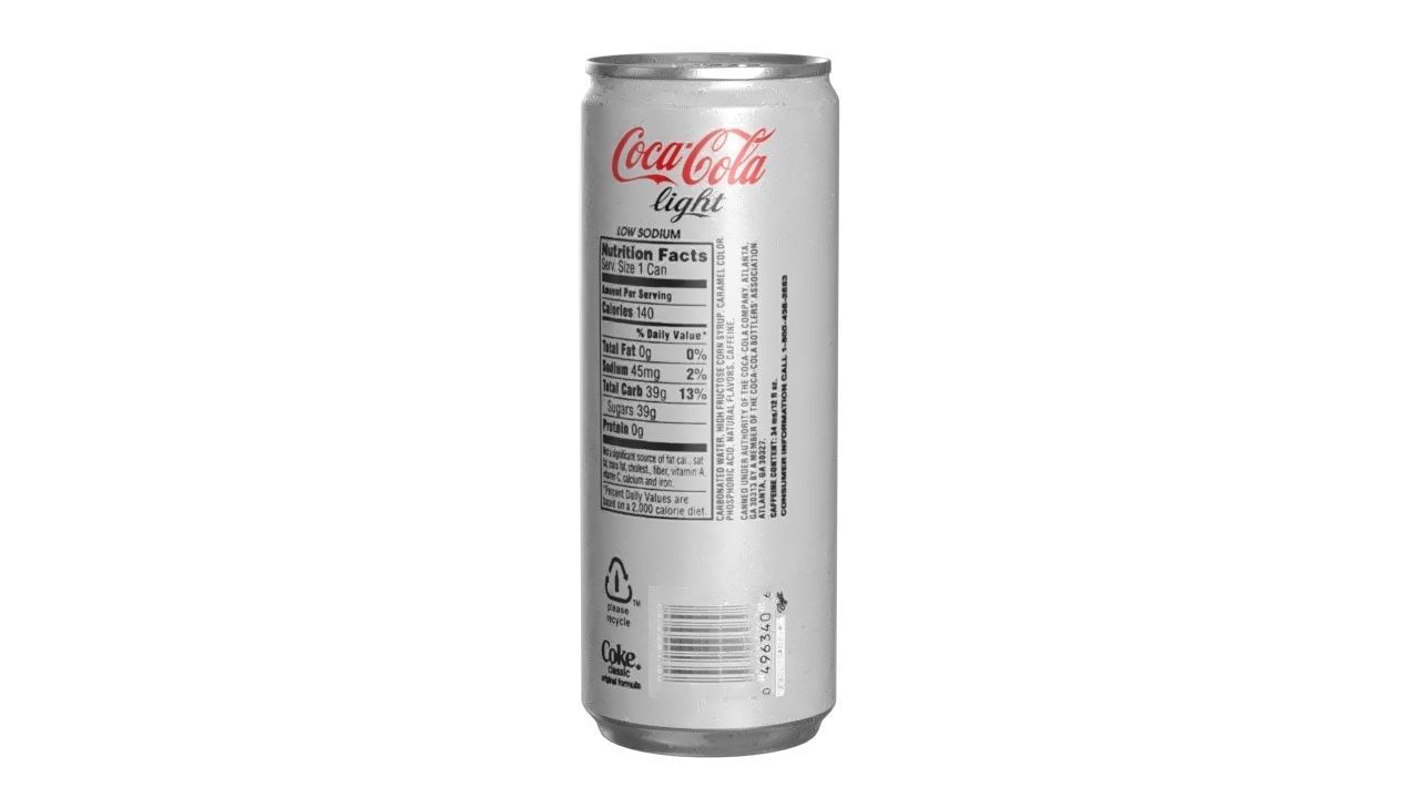 Coca Cola Light Drink Can Slim 250ml 02 Low-poly 3D model_3