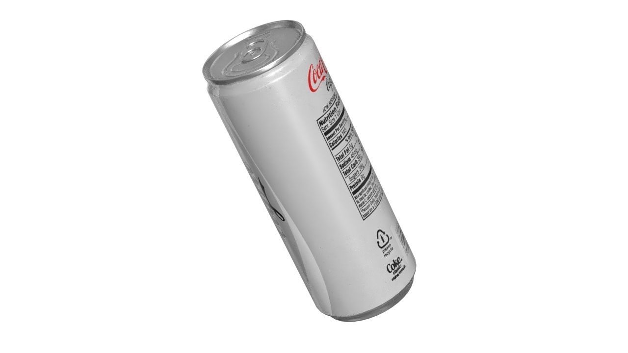 Coca Cola Light Drink Can Slim 250ml 02 Low-poly 3D model_13
