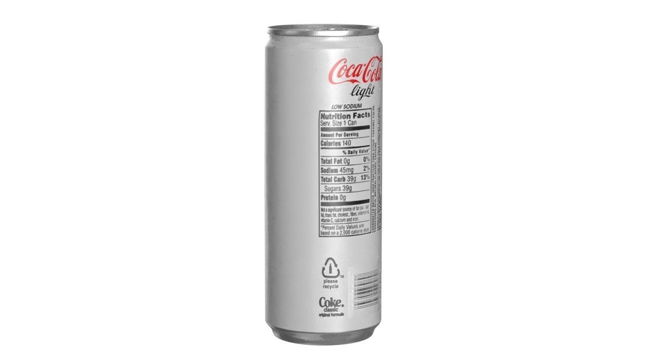Coca Cola Light Drink Can Slim 250ml 02 Low-poly 3D model_4