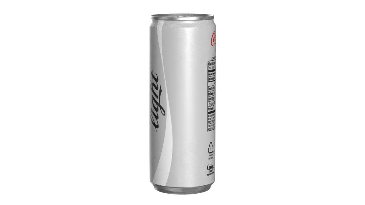 Coca Cola Light Drink Can Slim 250ml 02 Low-poly 3D model_5