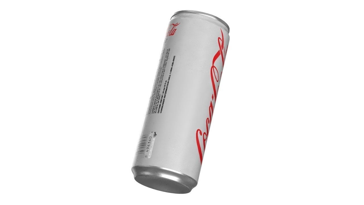 Coca Cola Light Drink Can Slim 250ml 02 Low-poly 3D model_10